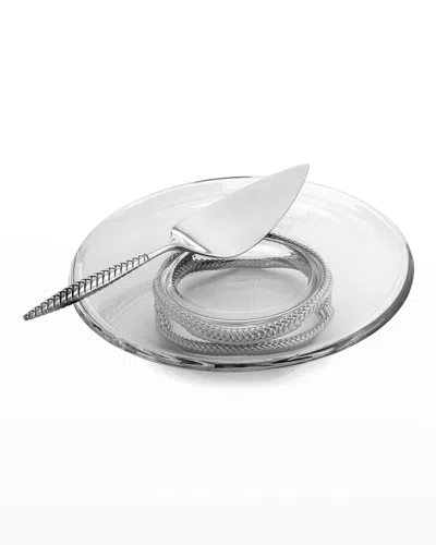 Nambe Braid Glass Cake Platter In Gray