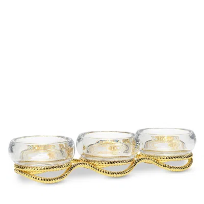 Nambe Braid Gold Glass Triple Condiment Server