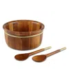 Nambe Braid Gold Round Salad Bowl & Servers In Brown