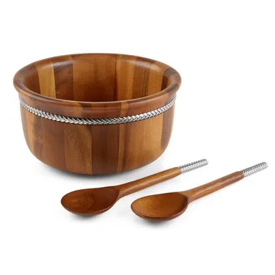Nambe Braid Round Salad Bowl In Brown