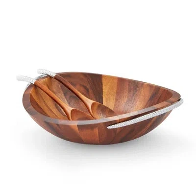 Nambe Braid Salad Bowl W/ Servers In Brown