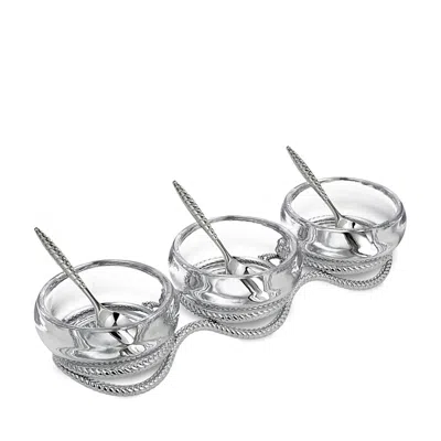 NAMBE BRAID TRIPLE CONDIMENT SET WITH SPOONS