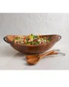 Nambe Braid Wood Salad Bowl With Servers