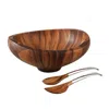 Nambe Butterfly Salad Bowl With Servers In Acacia