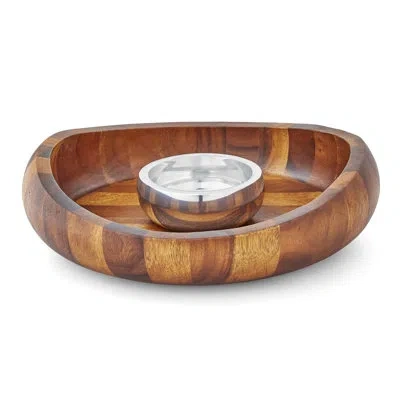 Nambe Butterfly Chip & Dip In Brown;silver