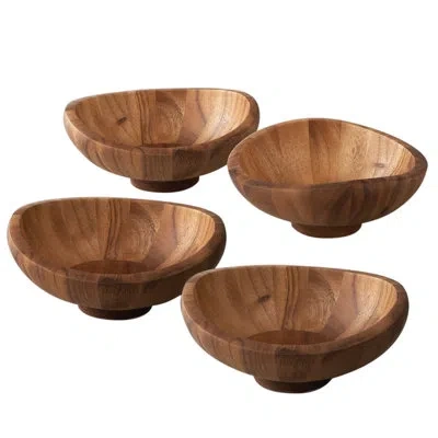 Nambe Butterfly Ind Salad Bowls In Natural Wood
