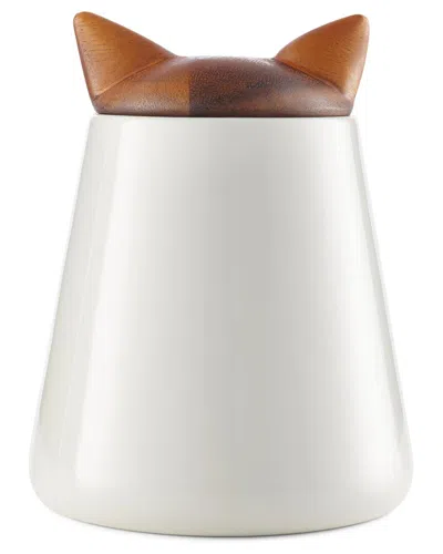Nambe Cat Treat Jar In White