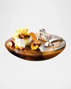 Nambe Cheese Block Set In Brown And Silver