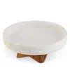 Nambe Chevron Fruit Or Centerpiece Bowl In Marble/acacia Wood