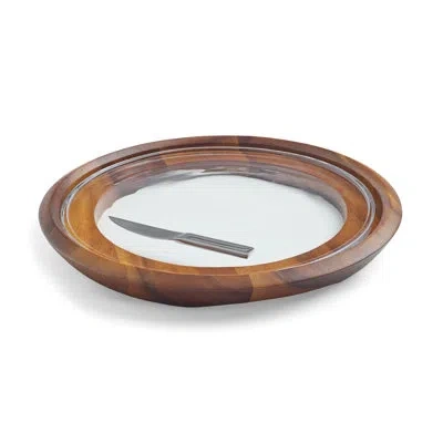 Nambe Cooper Cheese Tray W/ Knife In Clear