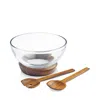 Nambe Cooper Salad Bowl With Servers Set In Brown