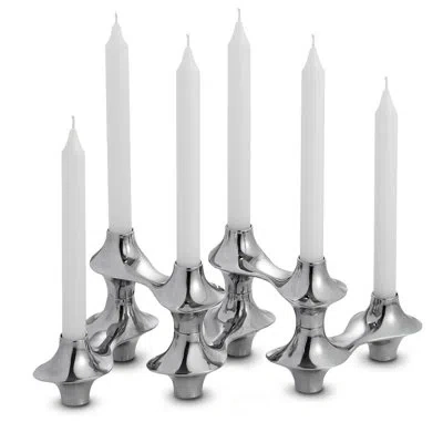 Nambe Cortina Hinged Candelabra In Silver