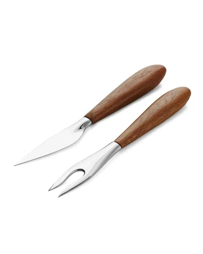 Nambe Curvo Cheese Utensils Set In Brown