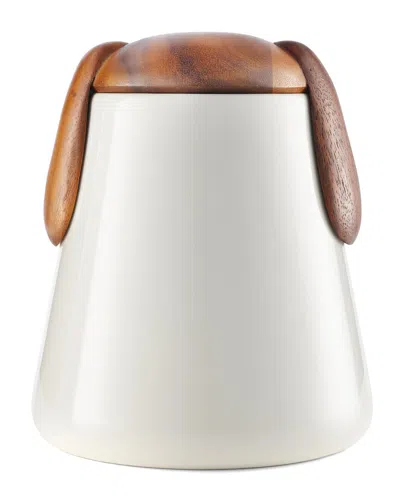 Nambe Dog Treat Jar In Brown
