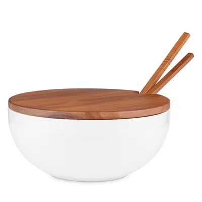 Nambe Duets Salad Bowl & Servers In White