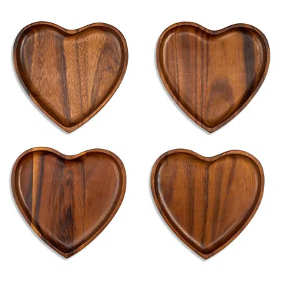 Nambe Eat Your Heart Out Appetizer Plates, Set Of 4 In Brown