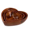 Nambe Eat Your Heart Set Of Three Acaia Wood Nesting Bowls In Brown