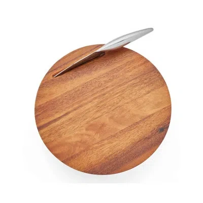 Nambe Harmony Cheese Board W/ Knife In Brown