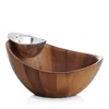 Nambe Harmony Chip & Dip Bowl Set In Silver/brown