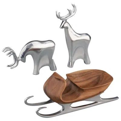 Nambe Holiday - Sleigh W/ Reindeer In Silver;brown