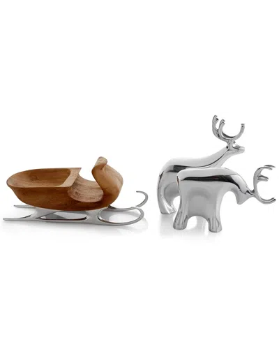 Nambe Holiday Sleigh With Reindeer In Silver