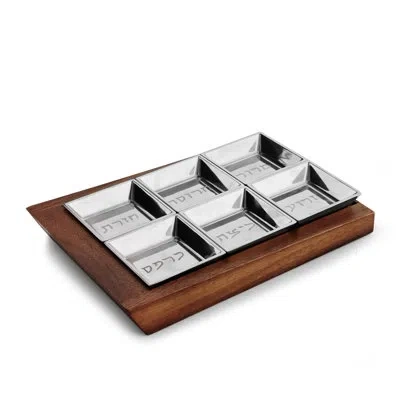 Nambe Judaica - Geo Seder Plate In Brown;silver