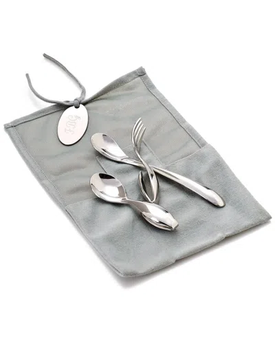 Nambe Kibo Toddler Flatware Set In Gray