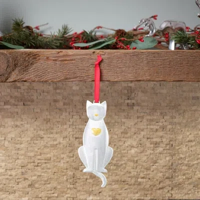 Nambe Kitty Ornament In Silver