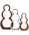 Nambe Metal & Wood 3-piece Snowman Silhouette Set In Silver