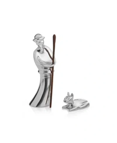 Nambe Miniature Shepherd W/ Lamb In Silver