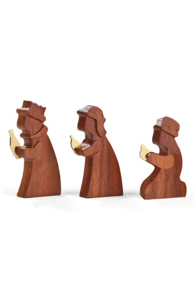 Nambe Nambé Nativity 3-piece Wood Wise Men Set In Brown