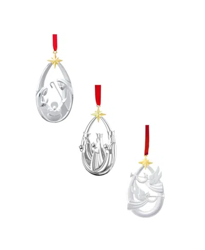 Nambe Nativity Ornament Trio In Silver
