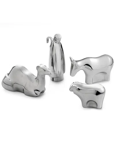 Nambe Nativity Shepherd & Animals In Silver