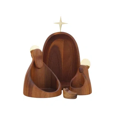 Nambe Nesting Nativity In Brown