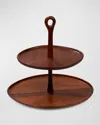 Nambe Skye Dinnerware Collection By Robin Levien Wood Tiered Dessert Stand In Brown