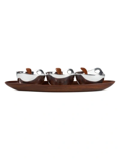 Nambe Portables Triple Condiment Server In Brown