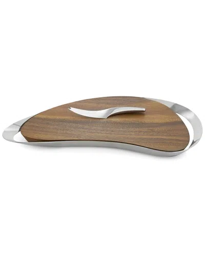 Nambe Pulse Cheese Board With Knife In Brown