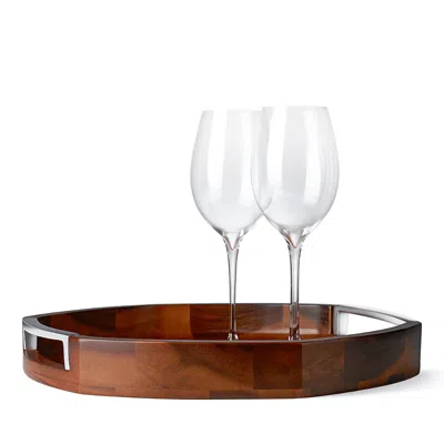 Nambe Rivet Handled Tray In Brown