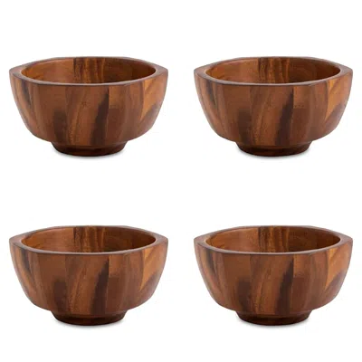 Nambe Rivet Individual Salad Bowls, Set Of 4 In Brown