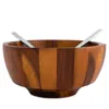 Nambe Rivet Salad Bowl With Servers In Brown