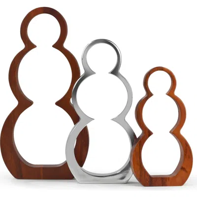 Nambe Nambé Set Of 3 Snowman Decorations In Multi