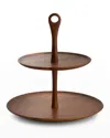Nambe Skye Dinnerware Collection By Robin Levien Wood Tiered Dessert Stand In Brown