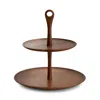 Nambe Skye Dinnerware Collection By Robin Levien Wood Tiered Dessert Stand In Brown