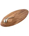 Nambe Swoop Cheese Board With Knife In Brown