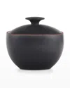 Nambe Taos Lidded Stoneware Sugar Bowl In Black