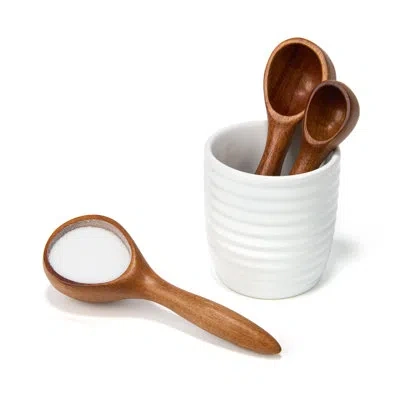 Nambe Tom Papa Breaking Bread 3-piece Measuring Spoon Set With Canister