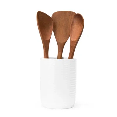 Nambe Tom Papa Breaking Bread 3-piece Tool Set With Canister In White & Brown