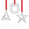 Nambe Tree, Wreath & Star Mini Ornaments, Set Of 3 In White