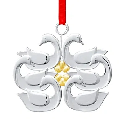 Nambe Twelve Days Of Christmas Ornament - Six Geese A Laying In Gray