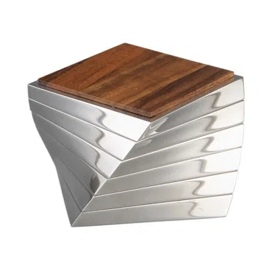 Nambe Twist Coaster In Silver,brown